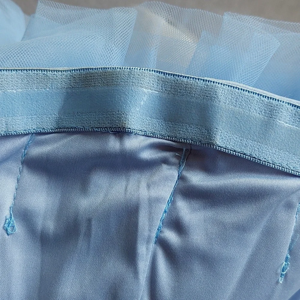 Mable Light Blue Tiered Tulle Mini Dress Sz S - Picture 7 of 15